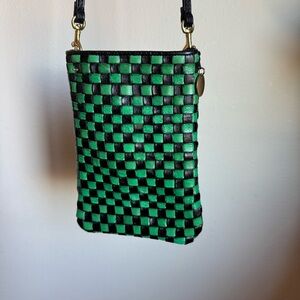 Clare V Green Black Checkered Poche